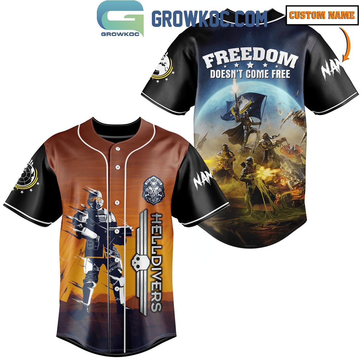 Helldivers Freedom Doesnt Come Free Personalized Baseball Jersey Unisex T-shirt, Sweatshirt, Hoodie, Long Sleeve Tee - T-Shirt, Sweatshirt, Hoodie