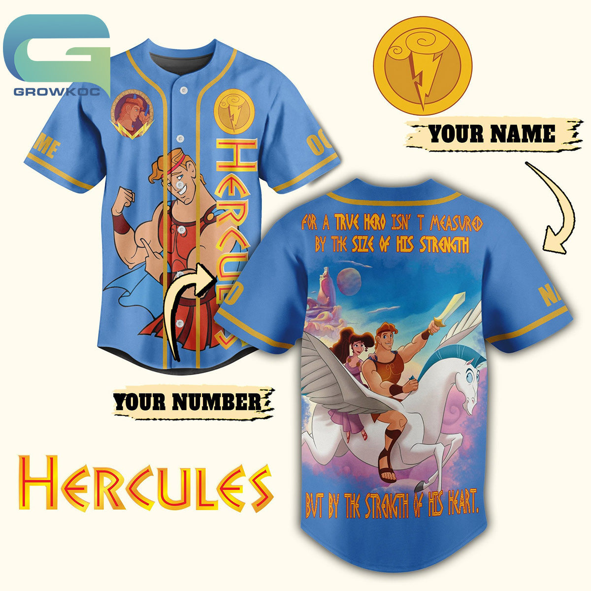 Hercules A True Hero Is Measured By The Strength Of His Heart Personalized Baseball Jersey - T-Shirt, Sweatshirt, Hoodie