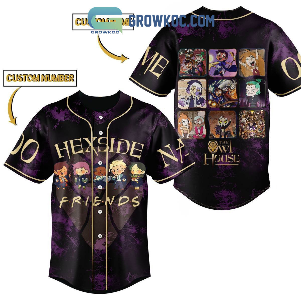 Hexside Friends The Owl House Personalized Baseball Jersey Unisex T-shirt, Sweatshirt, Hoodie, Long Sleeve Tee - T-Shirt, Sweatshirt, Hoodie