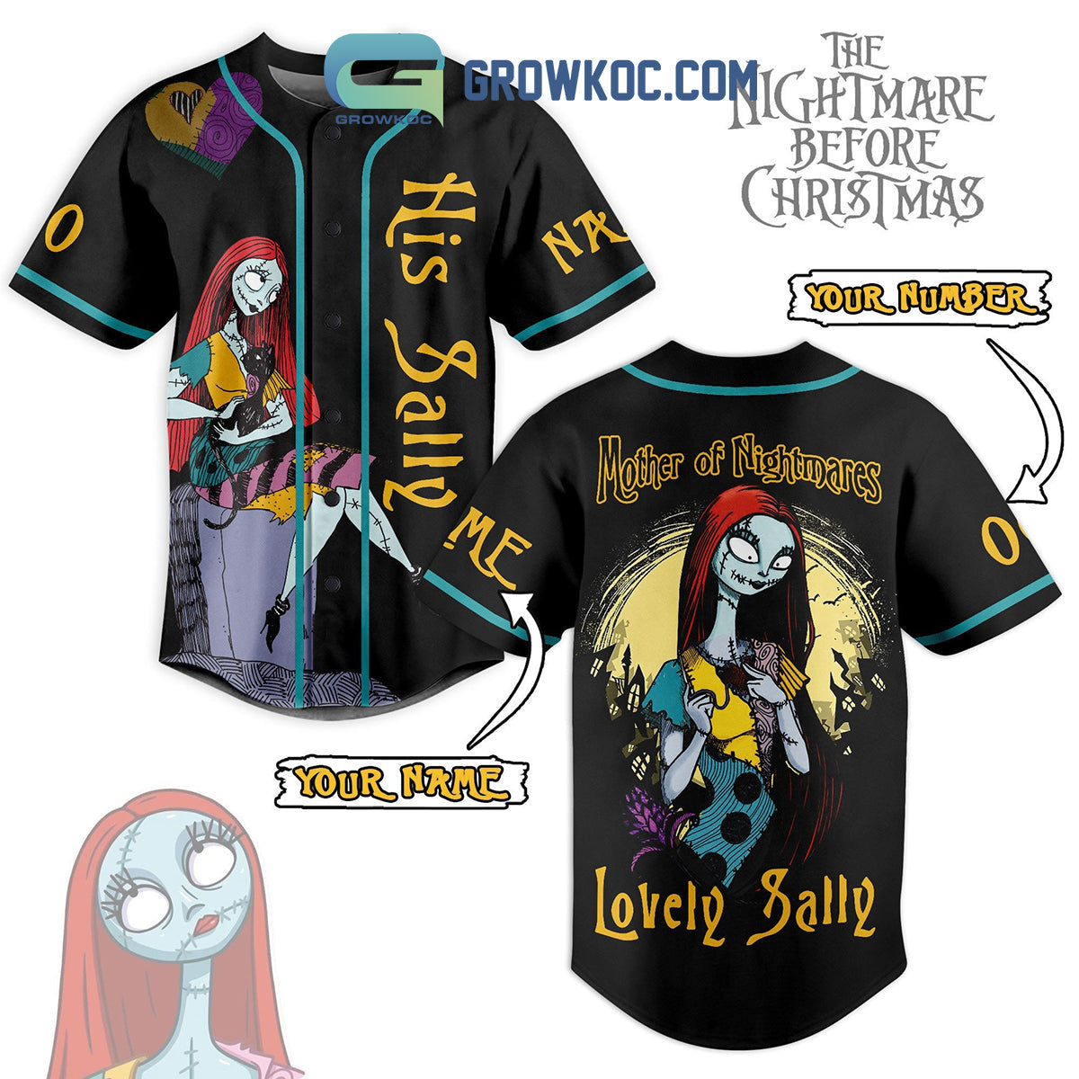 His Sally Mother Of Nightmares Lovely Sally Personalized Baseball Jersey Unisex T-shirt, Sweatshirt, Hoodie, Long Sleeve Tee - T-Shirt, Sweatshirt, Hoodie