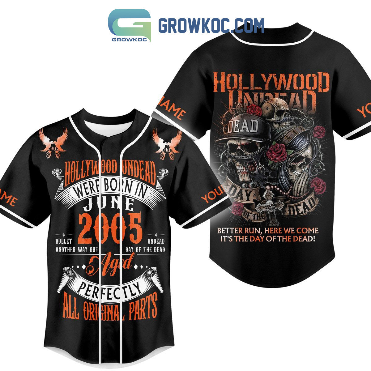 Hollywood Undead Better Run Here We Come Its The Day Of The Dead Personalized Baseball Jersey - T-Shirt, Sweatshirt, Hoodie