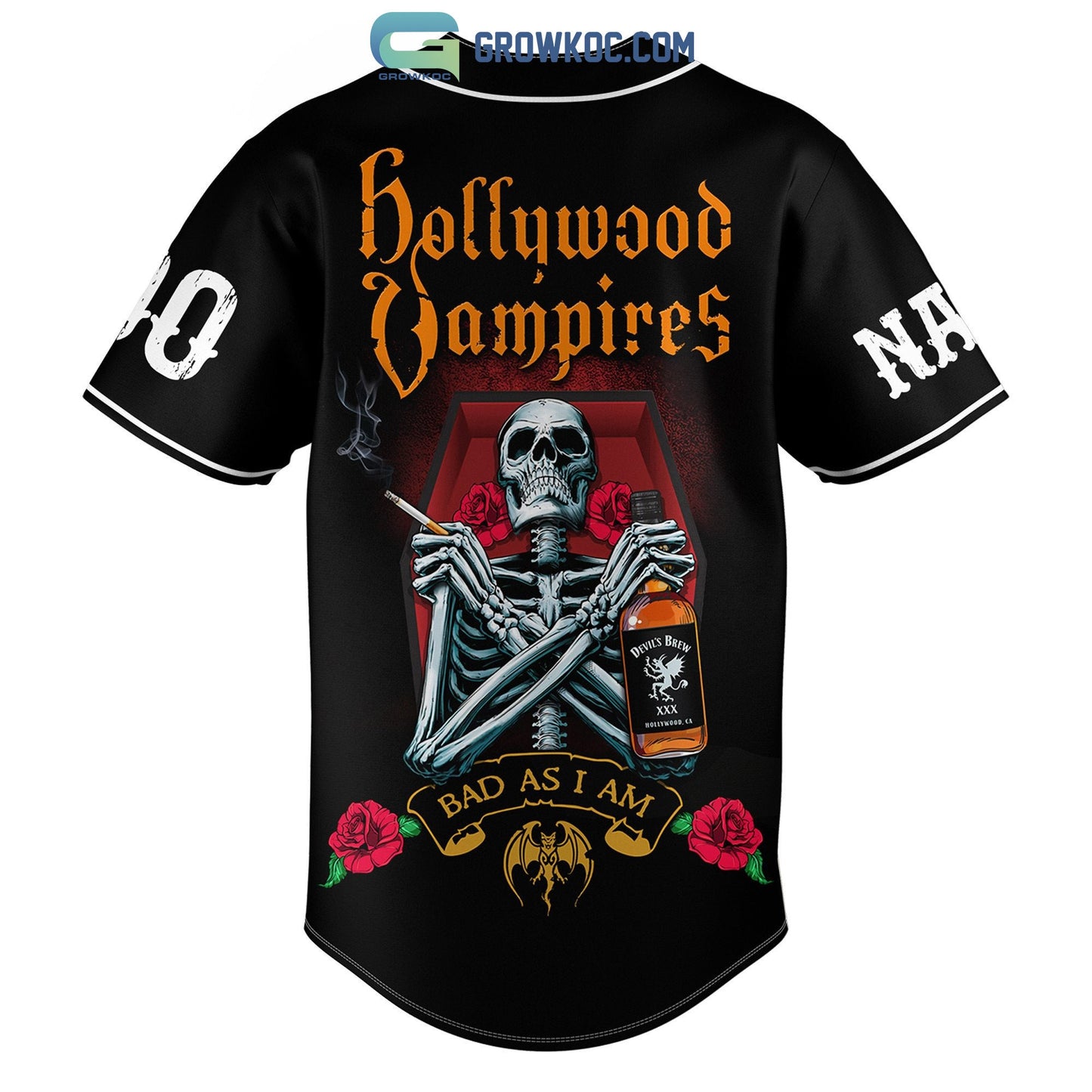 Hollywood Vampires Bad As I Am The Last Vampire Personalized Baseball Jersey Unisex T-shirt, Sweatshirt, Hoodie, Long Sleeve Tee - T-Shirt, Sweatshirt, Hoodie