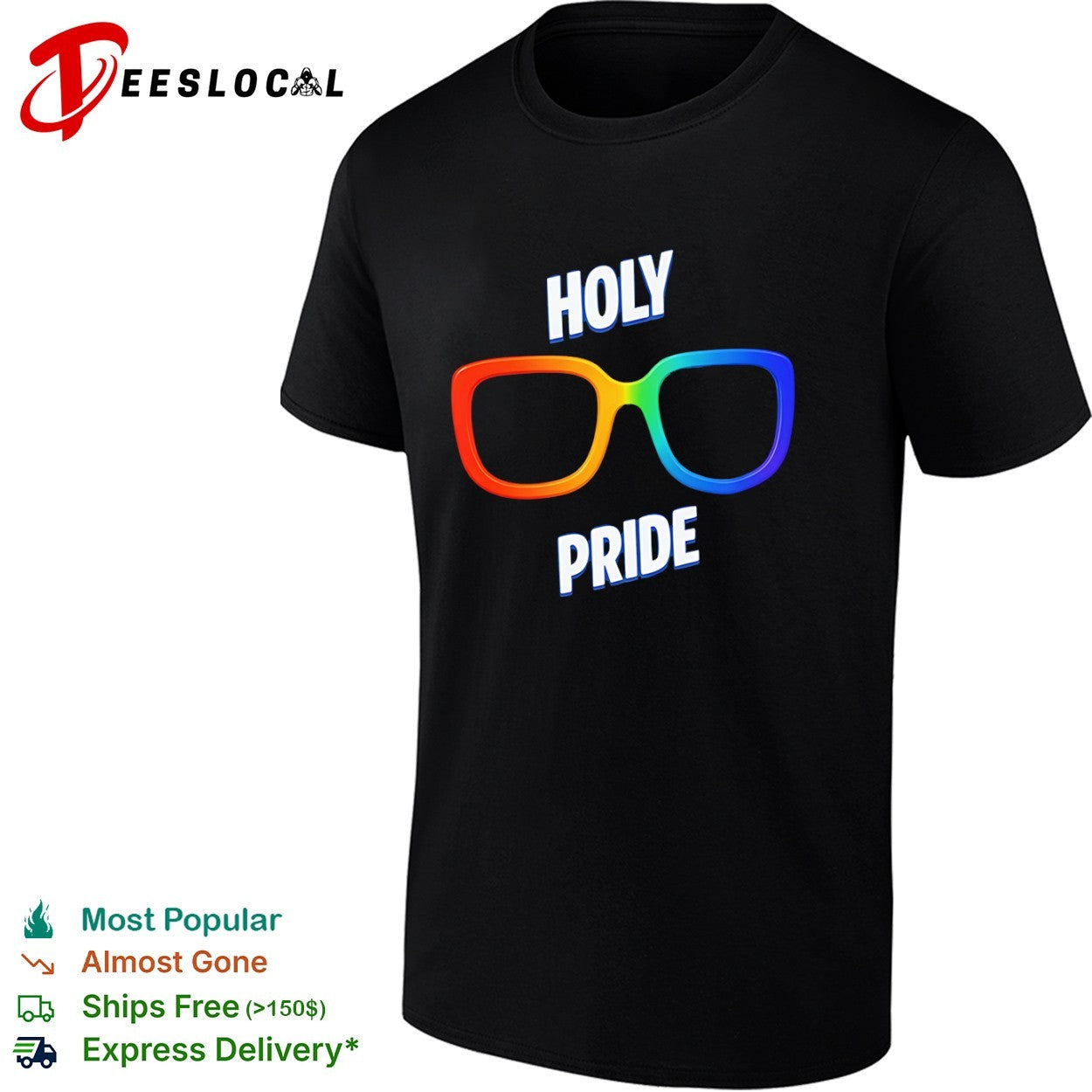 Holy Pride glasses rainbow frame pride shirt Unisex T-shirt, Sweatshirt, Hoodie, Long Sleeve Tee - T-Shirt, Sweatshirt, Hoodie