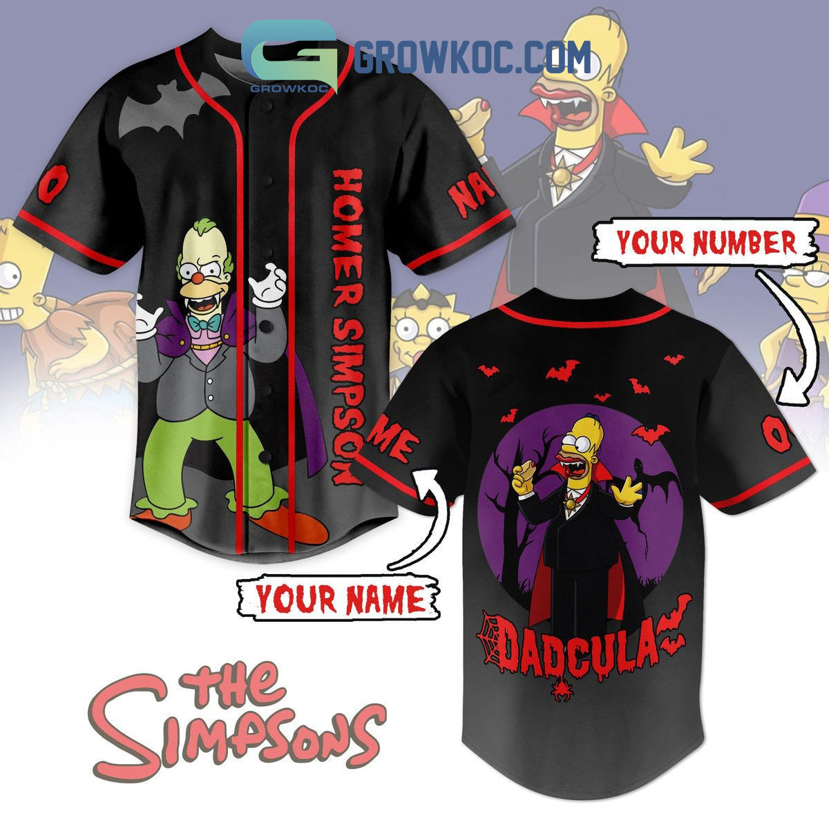 Homer Simpson Dadcula Halloween The Simpsons Personalized Baseball Jersey Unisex T-shirt, Sweatshirt, Hoodie, Long Sleeve Tee - T-Shirt, Sweatshirt, Hoodie