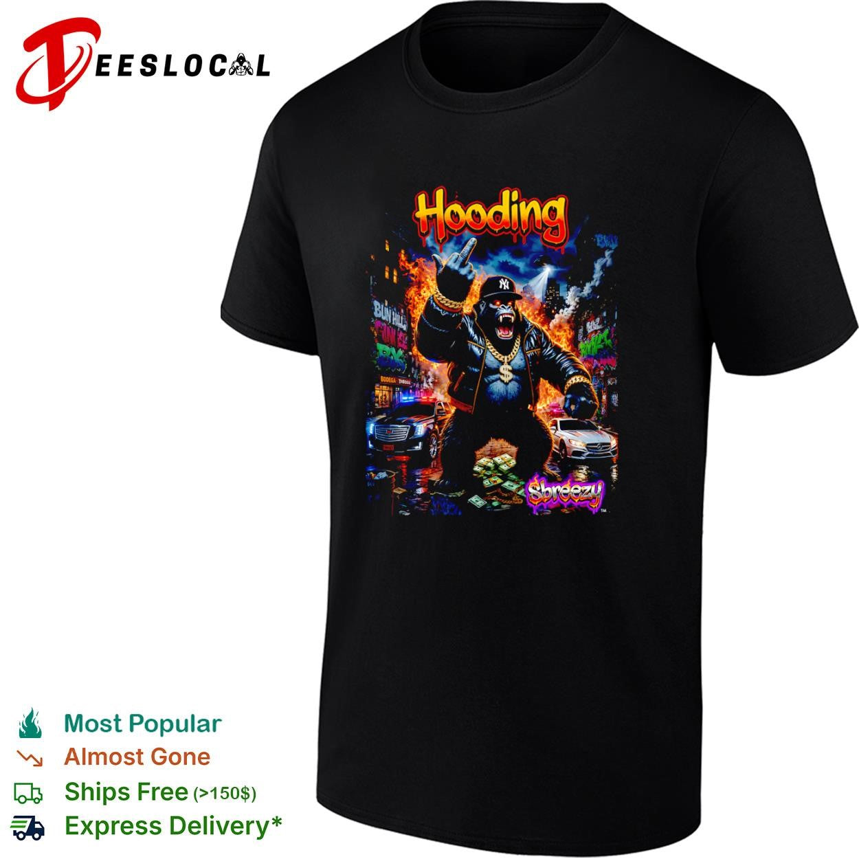 Hooding gorilla middle finger shirt Unisex T-shirt, Sweatshirt, Hoodie, Long Sleeve Tee - T-Shirt, Sweatshirt, Hoodie
