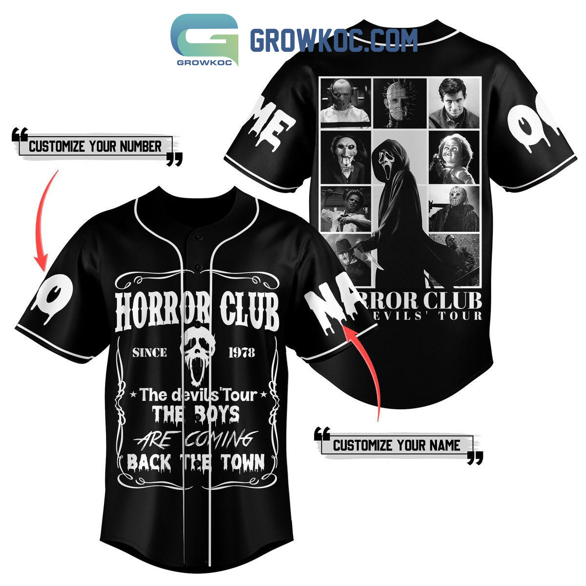 Horror Club The Devils Tour The Boys Are Coming Back The Town Personalized Baseball Jersey - T-Shirt, Sweatshirt, Hoodie