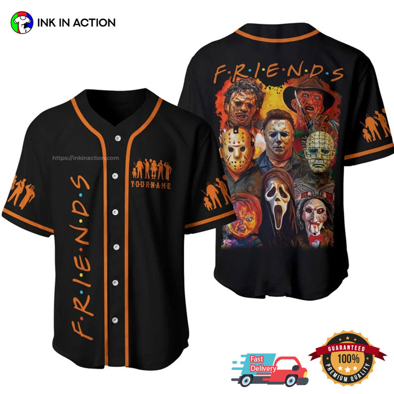 Horror Movie Charaters FRIENDS Halloween Baseball Jersey Unisex T-shirt, Sweatshirt, Hoodie, Long Sleeve Tee - T-Shirt, Sweatshirt, Hoodie
