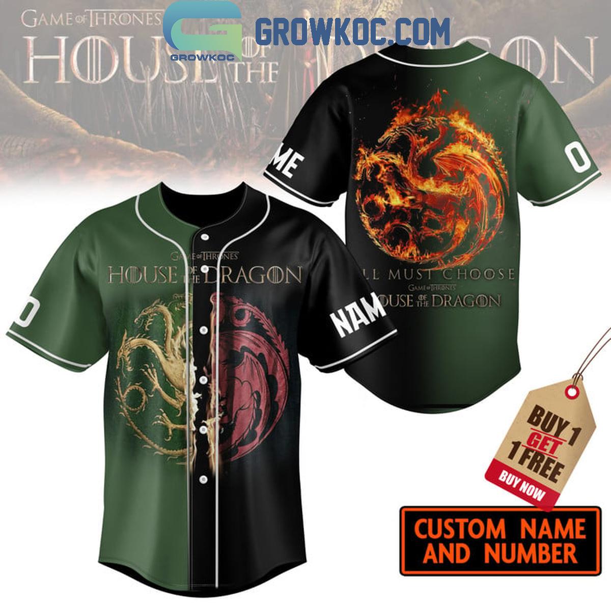 House Of The Dragon All Must Choose The Black And Green Personalized Baseball Jersey Unisex T-shirt, Sweatshirt, Hoodie, Long Sleeve Tee - T-Shirt, Sweatshirt, Hoodie