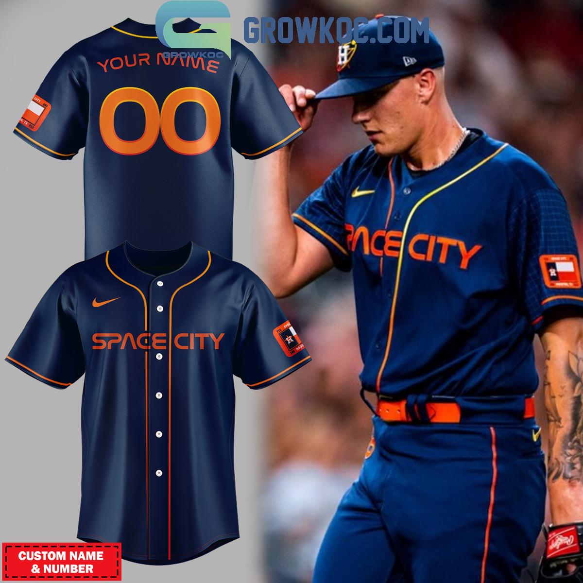 Houston Astros 2024 MLB Space City Collaboration Personalized Baseball Jersey Unisex T-shirt, Sweatshirt, Hoodie, Long Sleeve Tee - T-Shirt, Sweatshirt, Hoodie