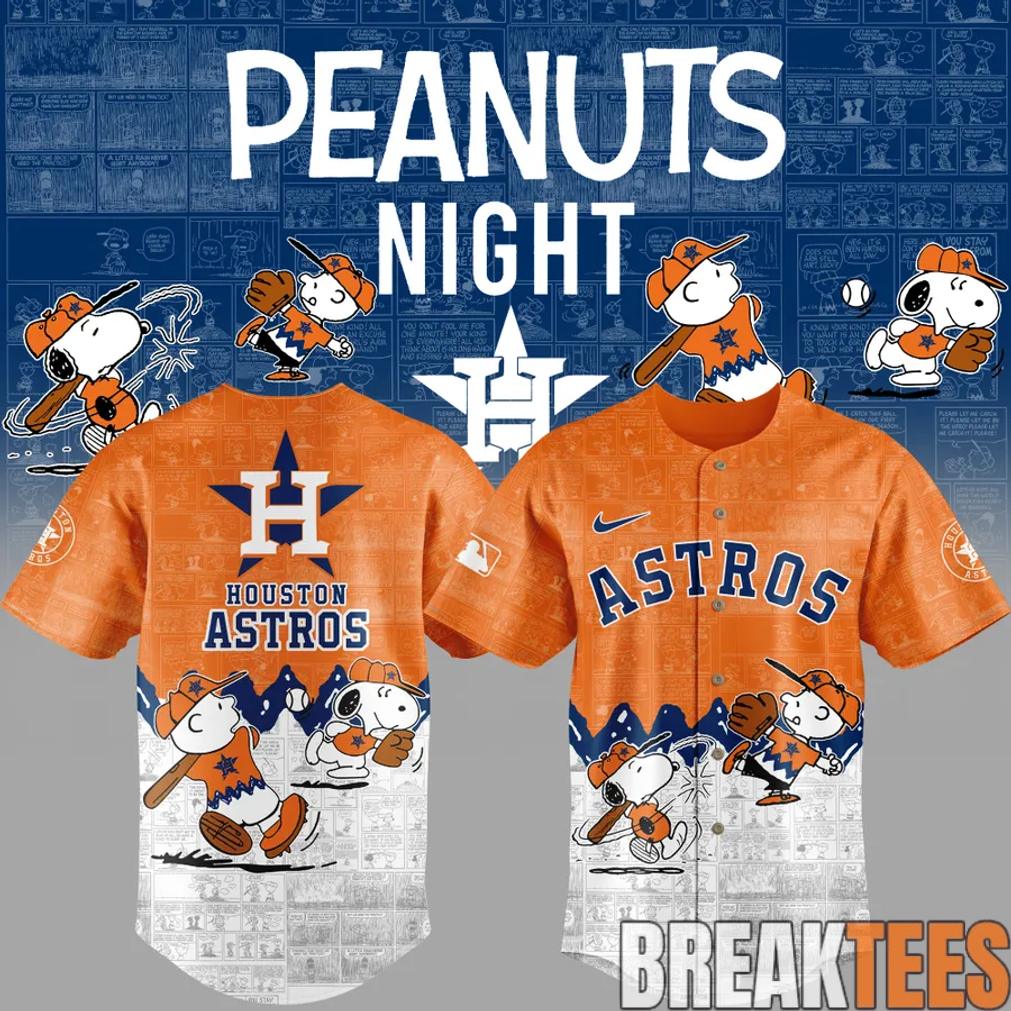 Houston Astros 75th Anniversary of Peanuts Baseball Jersey Unisex T-shirt, Sweatshirt, Hoodie, Long Sleeve Tee - T-Shirt, Sweatshirt, Hoodie