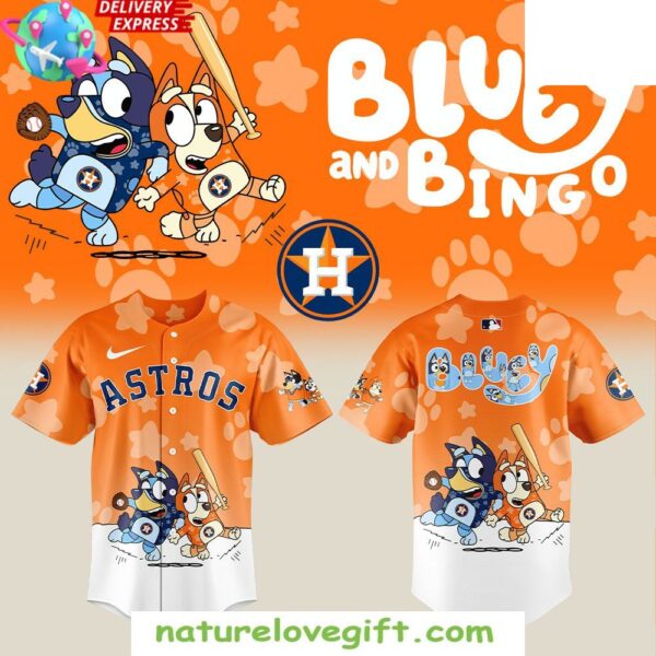 Houston Astros Bluey Bingo 2025 Baseball Jersey Unisex T-shirt, Sweatshirt, Hoodie, Long Sleeve Tee - T-Shirt, Sweatshirt, Hoodie