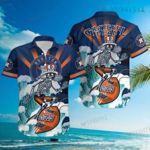 Houston Astros Hawaiian Shirt Grateful Dead Skeleton Surfing Unique Astros Gift, Houston Astros Beach Hawaiian Shirt, Astros Hawaiian Shirt, Houston Astros Hawaiian Shirt - T-Shirt, Sweatshirt, Hoodie