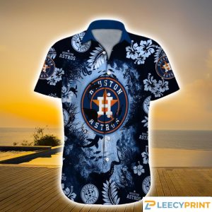 Houston Astros MLB Custom Name Hammerhead Shark And Tropical Hawaiian Shirt, Houston Astros Beach Hawaiian Shirt - T-Shirt, Sweatshirt, Hoodie