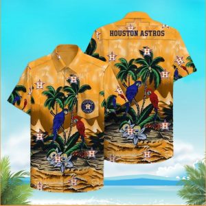 Houston Astros Parrots Couple Retro Hawaiian Shirt, Houston Astros Hawaiian Shirt Unisex T-shirt, Sweatshirt, Hoodie, Long Sleeve Tee - T-Shirt, Sweatshirt, Hoodie