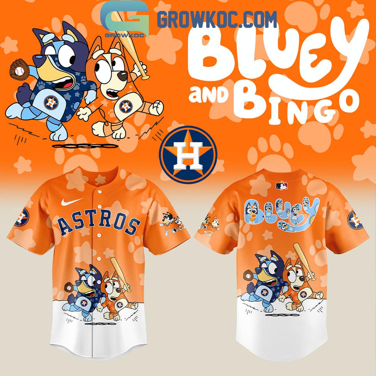 Houston Astros x Bluey and Bingo Baseball Jersey Unisex T-shirt, Sweatshirt, Hoodie, Long Sleeve Tee - T-Shirt, Sweatshirt, Hoodie