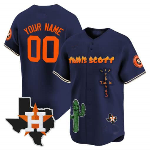 Custom Houston Astros Cactus Jack Patch Vapor Premier Limited ¨C All Stitched Baseball Jersey baseball jersey product view 3