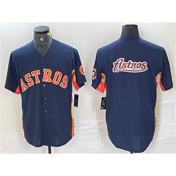 Houston Astros Navy Team Big Logo With Patch Cool Base Stitched Baseball Jerseys baseball jersey product view 1