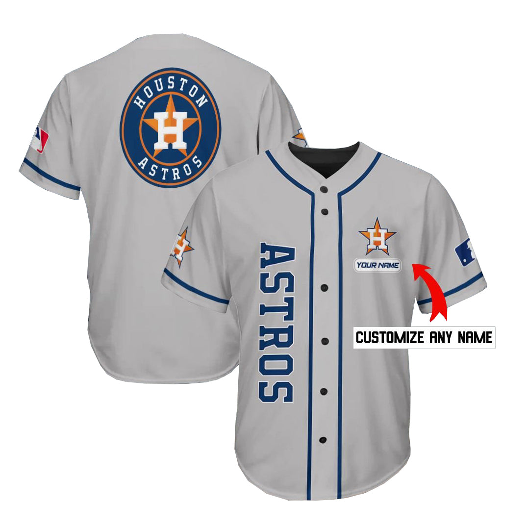 Custom Houston Astros Jersey Personalized Baseball Gray Stitched Jerseys baseball jersey product view 1