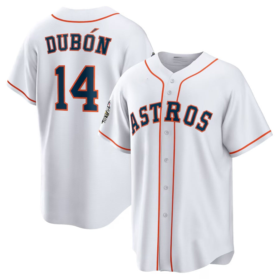 Houston Astros #14 Mauricio Dub¨®n Home Replica Player Jersey - White Stitched Baseball Jersey baseball jersey product view 1