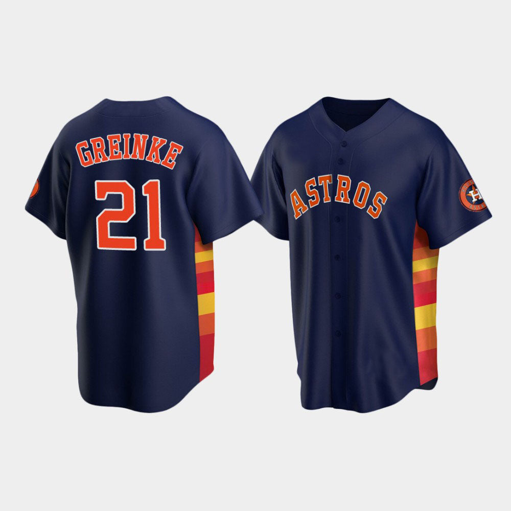 Baseball Houston Astros #21 Zack Greinke Navy Stitched Jersey baseball jersey product view 1
