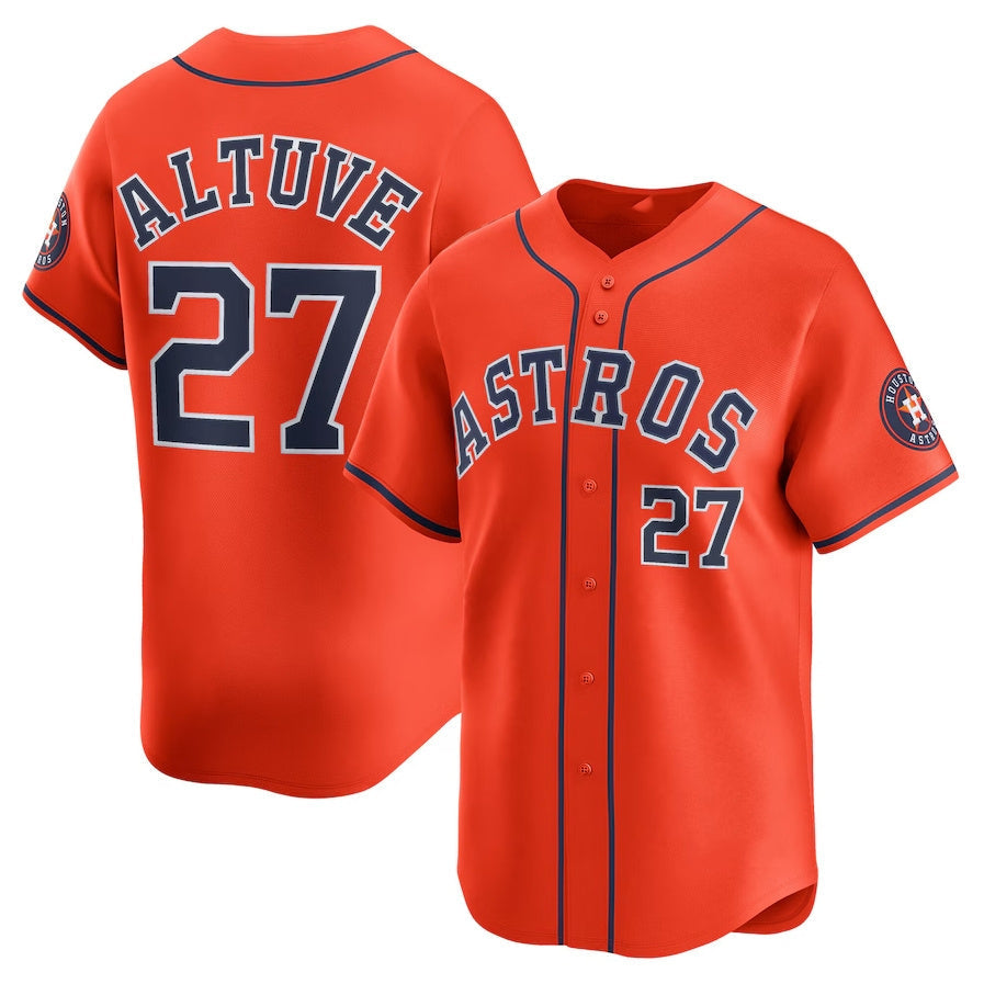 Houston Astros #27 Jose Altuve Alternate Limited Player Jersey - Orange Stitched Baseball Jersey baseball jersey product view 1
