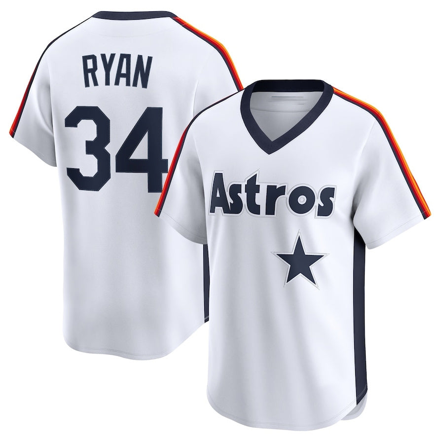 Houston Astros #34 Nolan Ryan Throwback Cooperstown Collection Limited Jersey - White Stitched Baseball Jersey baseball jersey product view 1