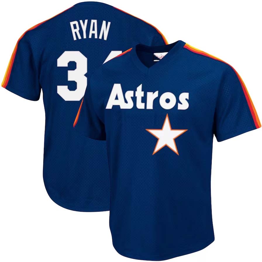 Houston Astros #3 Nolan Ryan Cooperstown Collection Big & Tall Mesh Batting Practice Jersey - Navy Baseball Stitched Jerseys baseball jersey product view 1