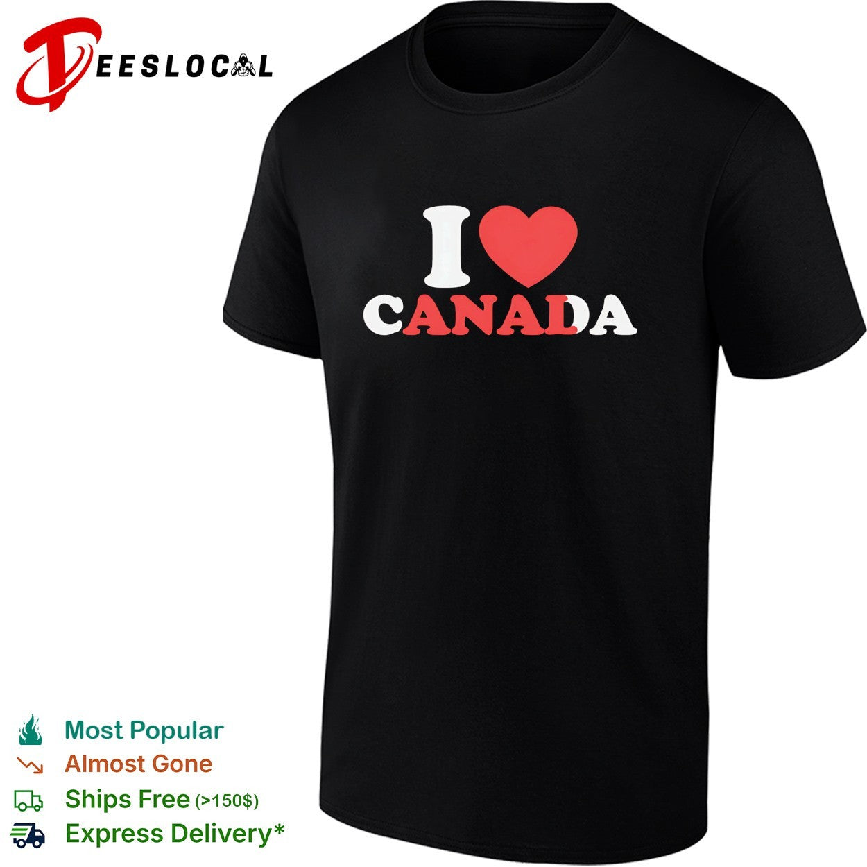 I love Canada heart shirt Unisex T-shirt, Sweatshirt, Hoodie, Long Sleeve Tee - T-Shirt, Sweatshirt, Hoodie