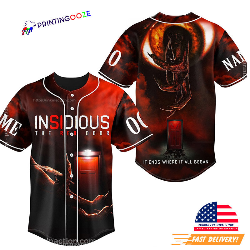 Insidious 2023 The Red Door It Ends Where It All Began Personalized Baseball Jersey Unisex T-shirt, Sweatshirt, Hoodie, Long Sleeve Tee - T-Shirt, Sweatshirt, Hoodie