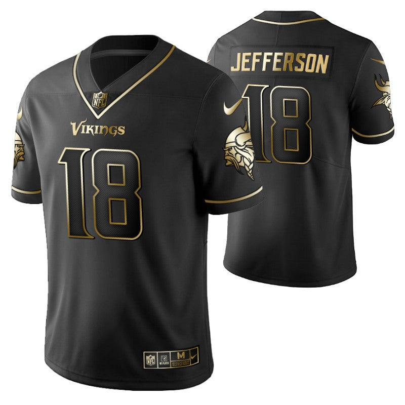 Justin Jefferson Minnesota Vikings Golden Edition Jersey - Black football jersey product view 1