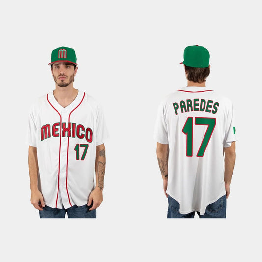 #17 ISAAC PAREDES MEXICO BASEBALL 2023 WORLD BASEBALL CLASSIC JERSEY ¨C WHITE Stitches Baseball Jerseys baseball jersey product view 1