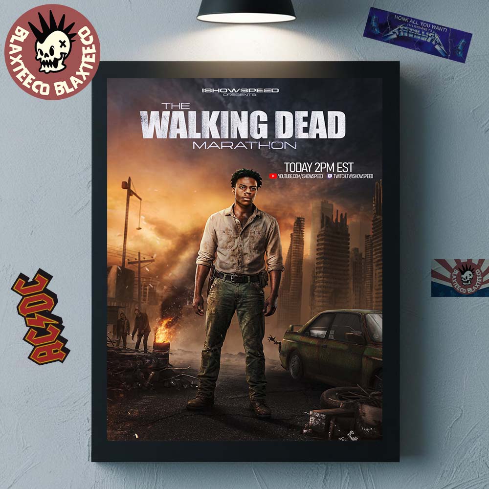 IShowSpeed The Walking Dead Marathon Live Stream Home Decor Poster Canvas Unisex T-shirt, Sweatshirt, Hoodie, Long Sleeve Tee - T-Shirt, Sweatshirt, Hoodie