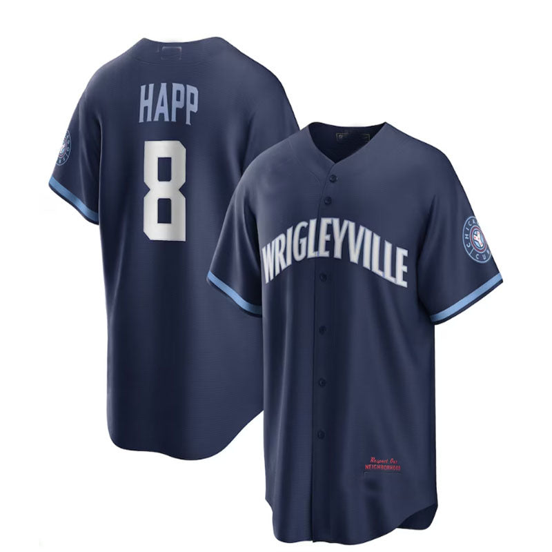 Chicago Cubs #8 Ian Happ City Connect Replica Player Jersey - Navy Baseball Jerseys baseball jersey product view 1