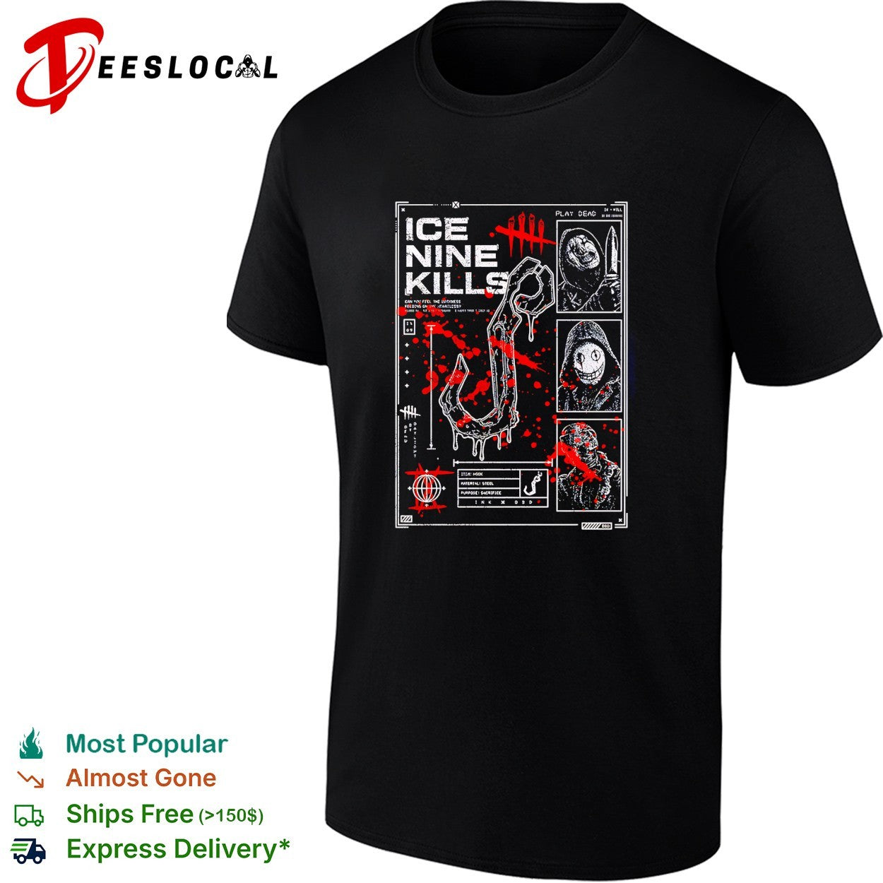Ice Nine Kills X Dead By Daylight Play Dead Killer Profile shirt Unisex T-shirt, Sweatshirt, Hoodie, Long Sleeve Tee - T-Shirt, Sweatshirt, Hoodie