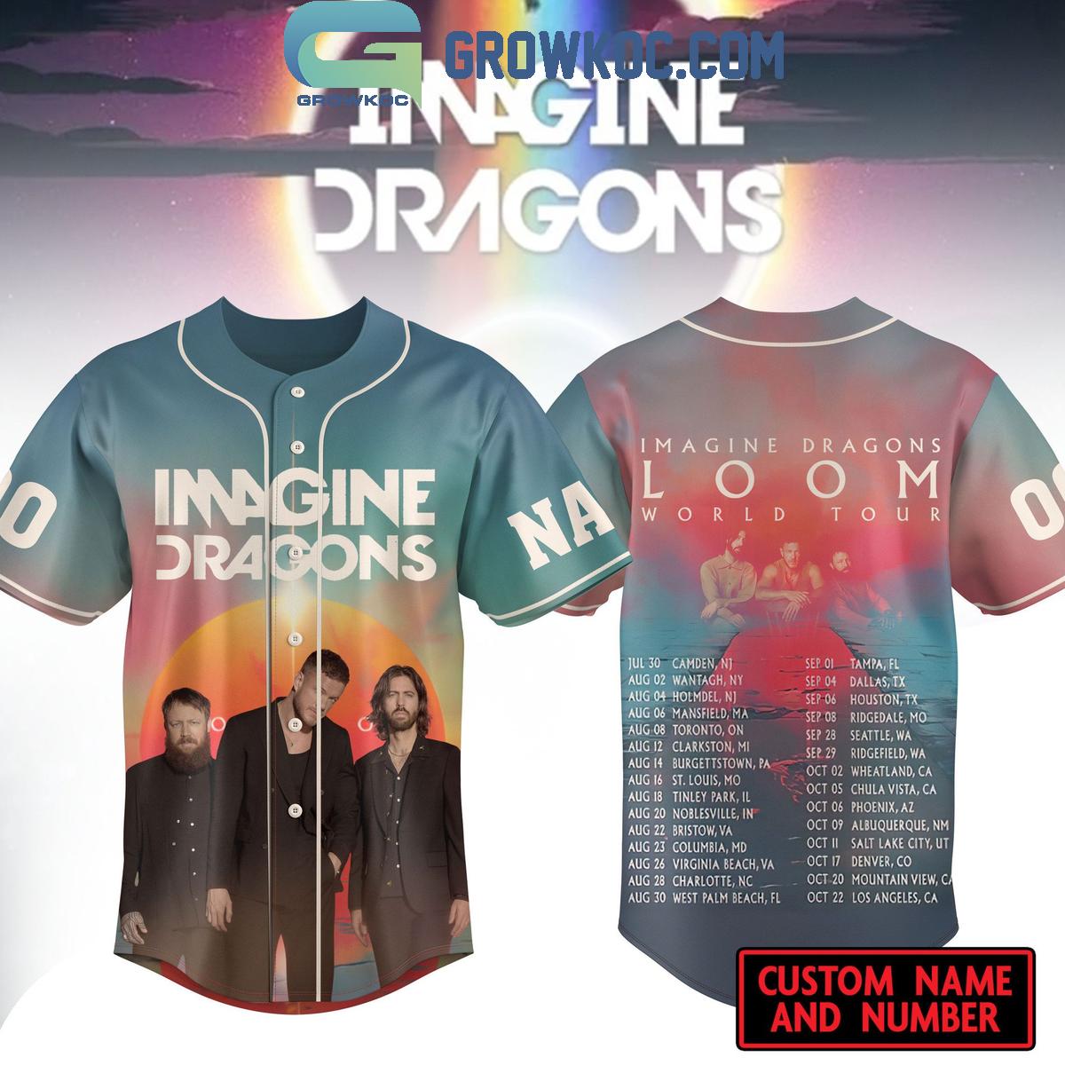 Imagine Dragons Loom World Tour 2025 Personalized Baseball Jersey Unisex T-shirt, Sweatshirt, Hoodie, Long Sleeve Tee - T-Shirt, Sweatshirt, Hoodie