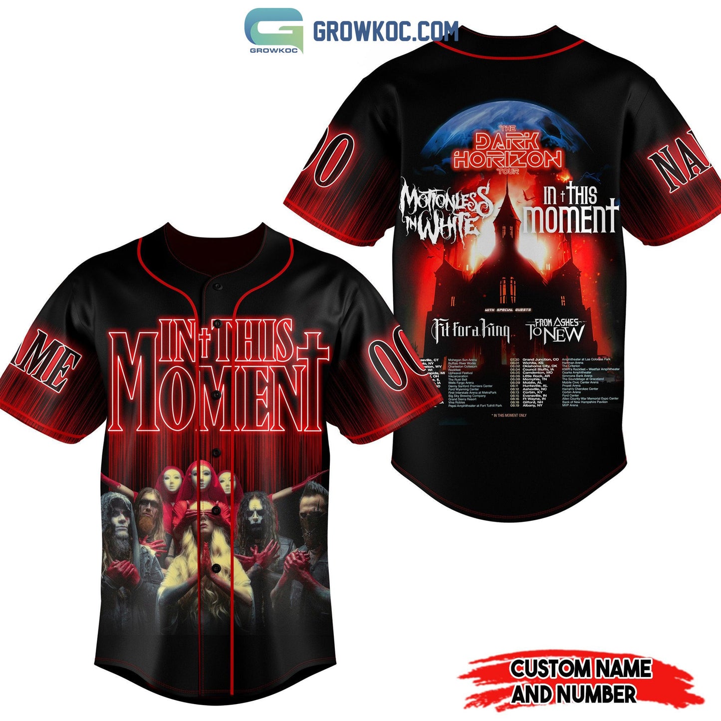 In This Moment The Dark Horizon Tour Motionless In White Personalized Baseball Jersey Unisex T-shirt, Sweatshirt, Hoodie, Long Sleeve Tee - T-Shirt, Sweatshirt, Hoodie