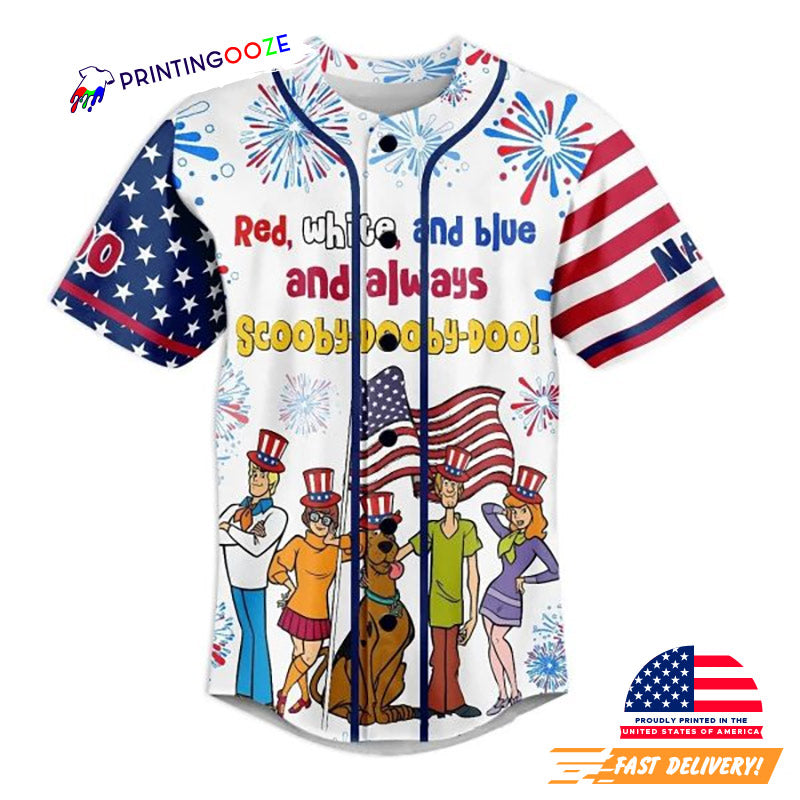 Independence Day Scooby-Doo Cartoon Baseball Jersey Unisex T-shirt, Sweatshirt, Hoodie, Long Sleeve Tee - T-Shirt, Sweatshirt, Hoodie