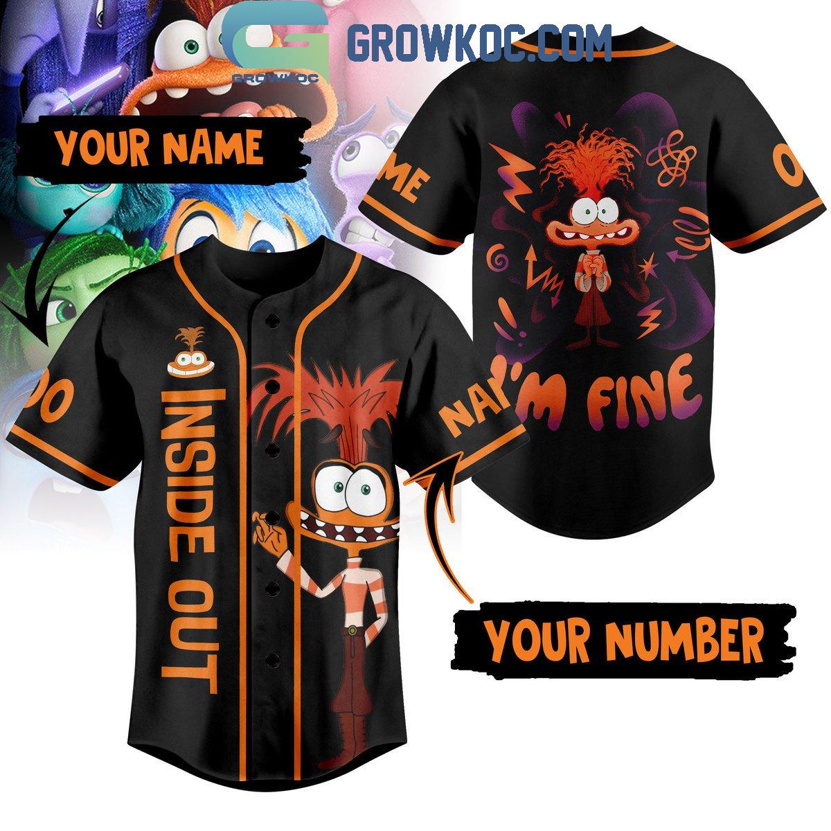 Inside Out 2 Im Fine Personalized Baseball Jersey Unisex T-shirt, Sweatshirt, Hoodie, Long Sleeve Tee - T-Shirt, Sweatshirt, Hoodie