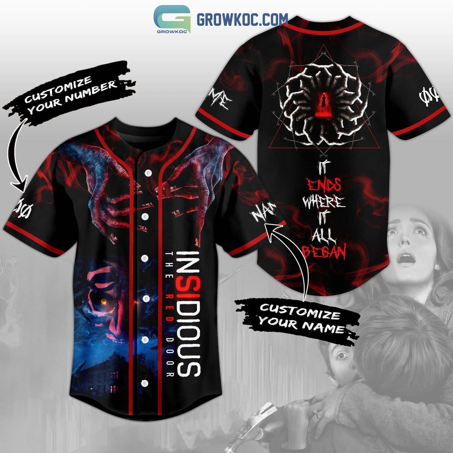 Insidious The Red Door It Ends Where It All Began Personalized Baseball Jersey Unisex T-shirt, Sweatshirt, Hoodie, Long Sleeve Tee - T-Shirt, Sweatshirt, Hoodie