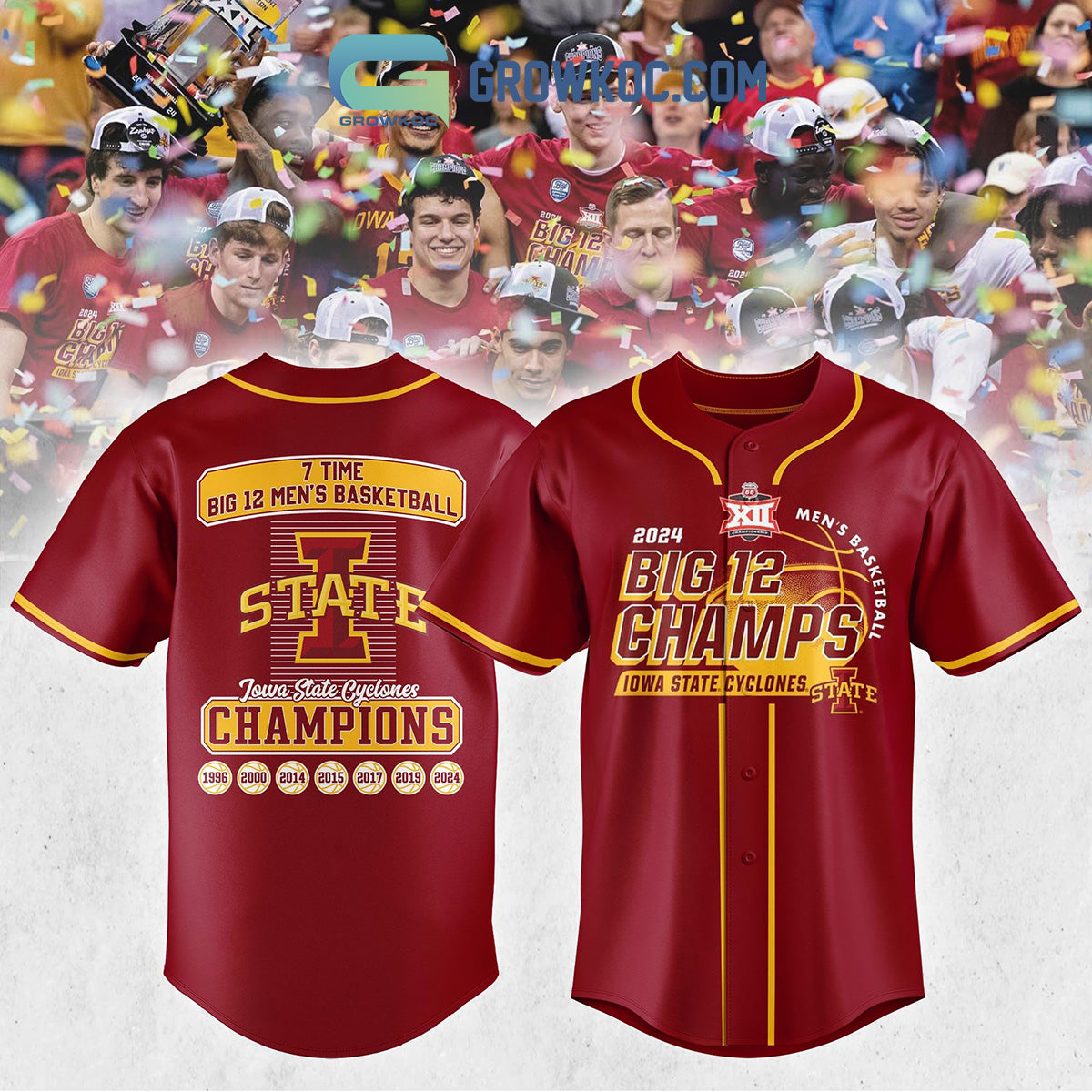 Iowa State Cyclones 2024 Big 12 Mens Basketball Champions 7 Times Baseball Jersey Unisex T-shirt, Sweatshirt, Hoodie, Long Sleeve Tee - T-Shirt, Sweatshirt, Hoodie