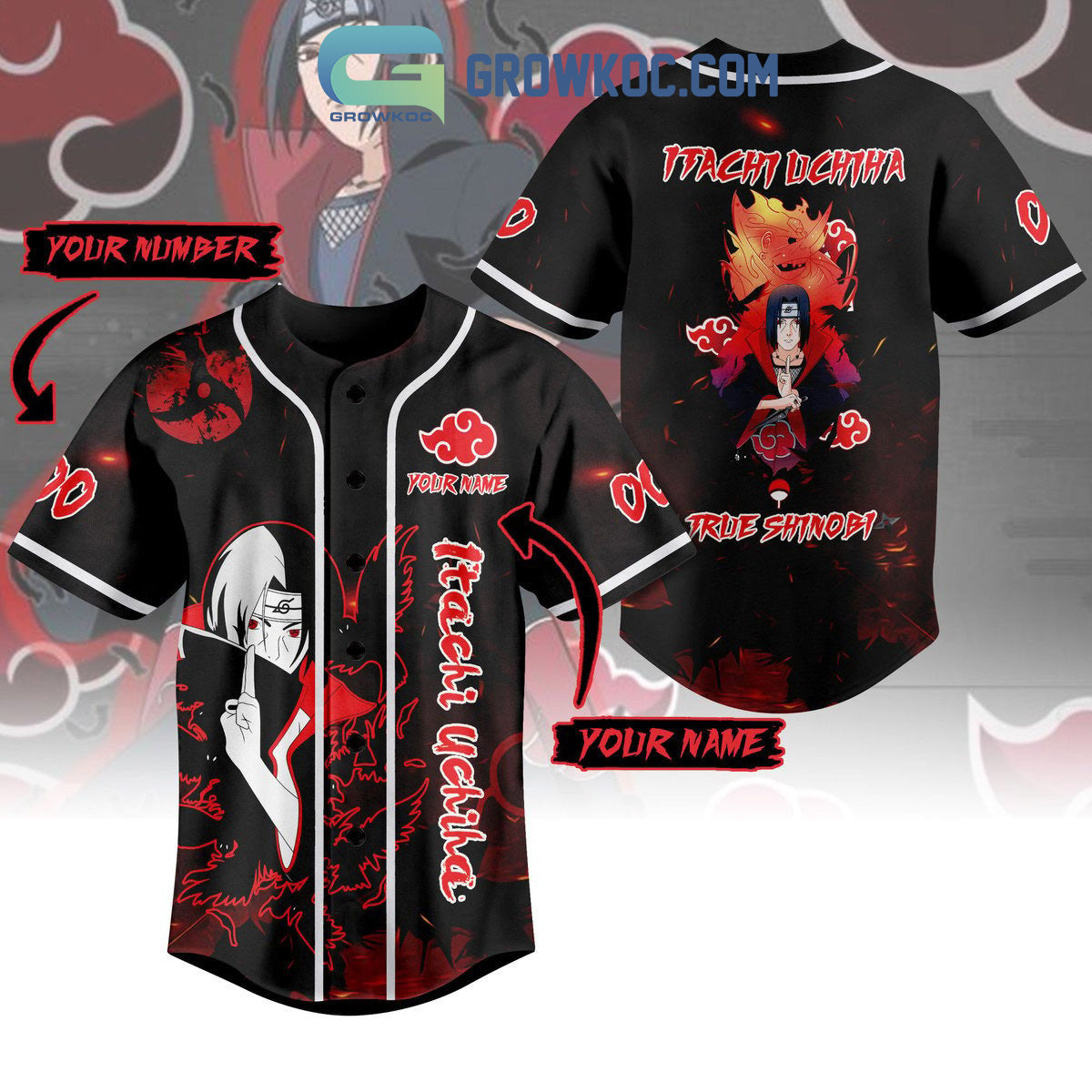 Itachi Uchiha True Shinobi Personalized Baseball Jersey Unisex T-shirt, Sweatshirt, Hoodie, Long Sleeve Tee - T-Shirt, Sweatshirt, Hoodie
