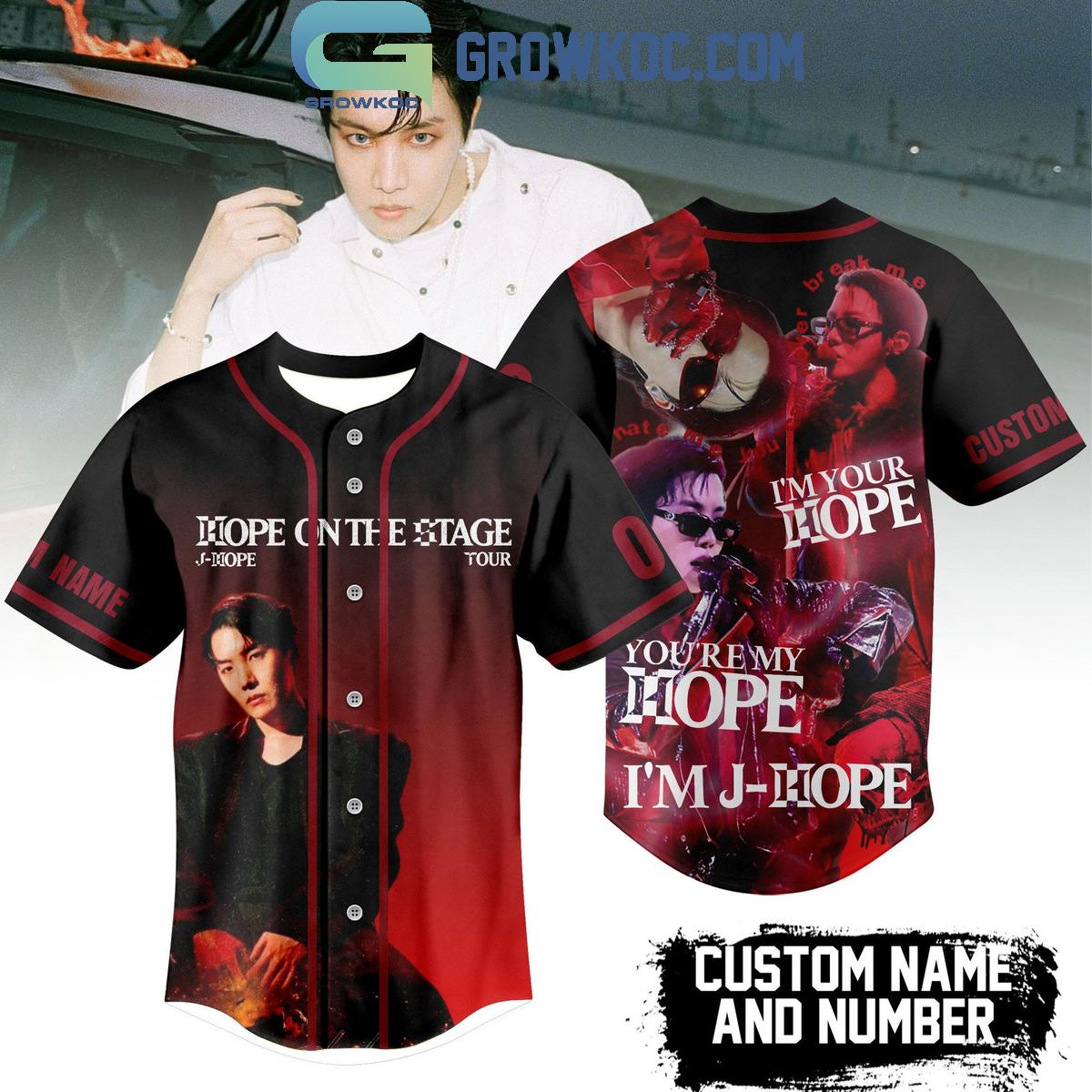 J Hope On The Stage Tour 2025 Personalized Baseball Jersey Unisex T-shirt, Sweatshirt, Hoodie, Long Sleeve Tee - T-Shirt, Sweatshirt, Hoodie