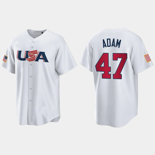 #47 JASON ADAM TAMPA BAY RAYS 2023 WORLD BASEBALL CLASSIC USA REPLICA JERSEY ¨C WHITE Stitches Baseball Jerseys baseball jersey product view 1