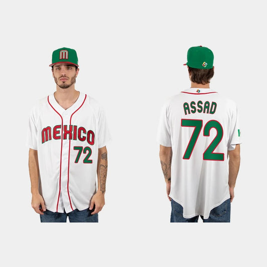 #72 JAVIER ASSAD MEXICO BASEBALL 2023 WORLD BASEBALL CLASSIC JERSEY ¨C WHITE Stitches Baseball Jerseys baseball jersey product view 1