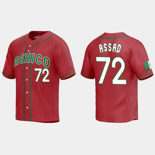 #72 JAVIER ASSAD MEXICO BASEBALL 2023 WORLD BASEBALL CLASSIC REPLICA JERSEY ¨C RED Stitches Baseball Jerseys baseball jersey product view 1