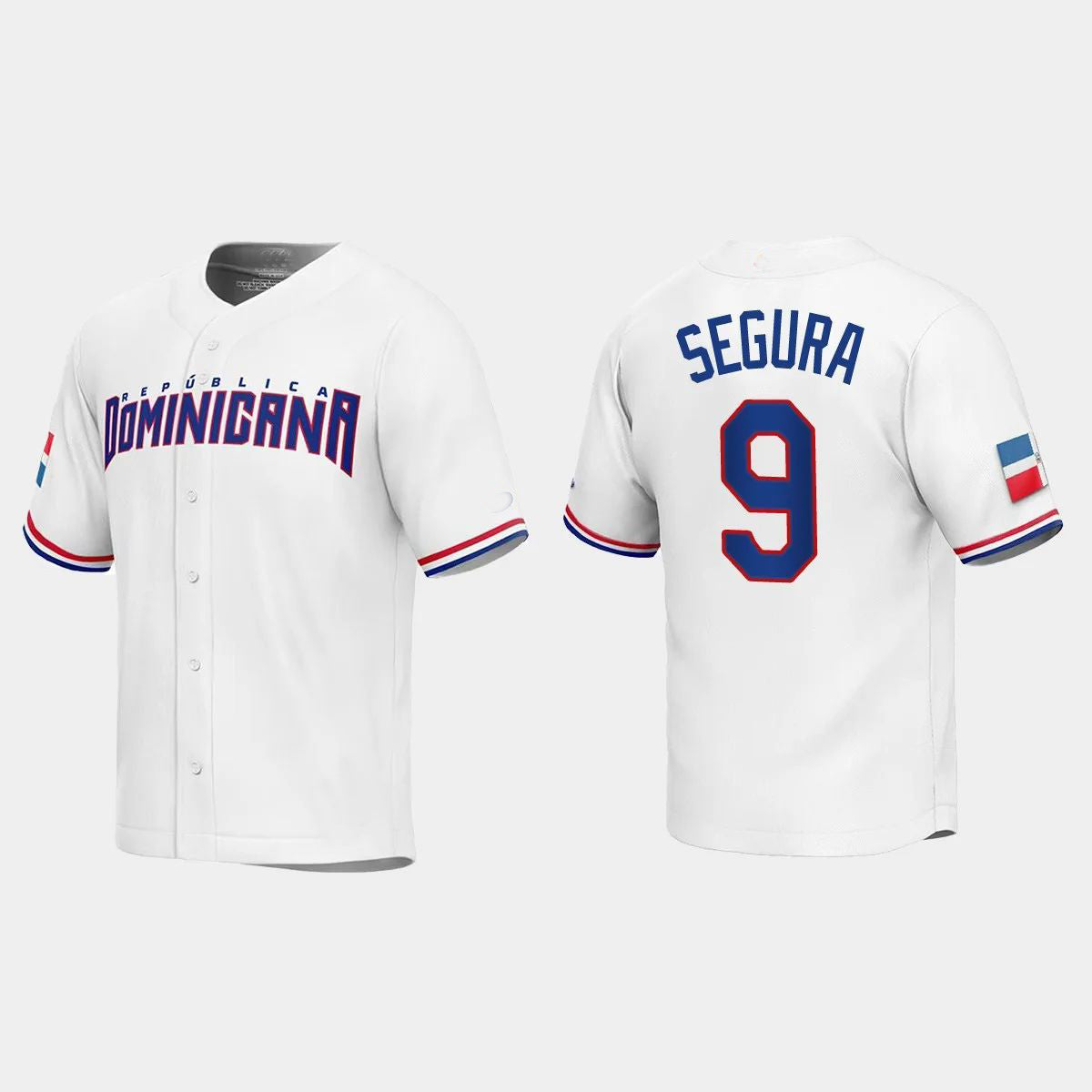 #9 JEAN SEGURA DOMINICAN REPUBLIC BASEBALL 2023 WORLD BASEBALL CLASSIC REPLICA JERSEY ¨C WHITE Stitches Baseball Jerseys baseball jersey product view 1