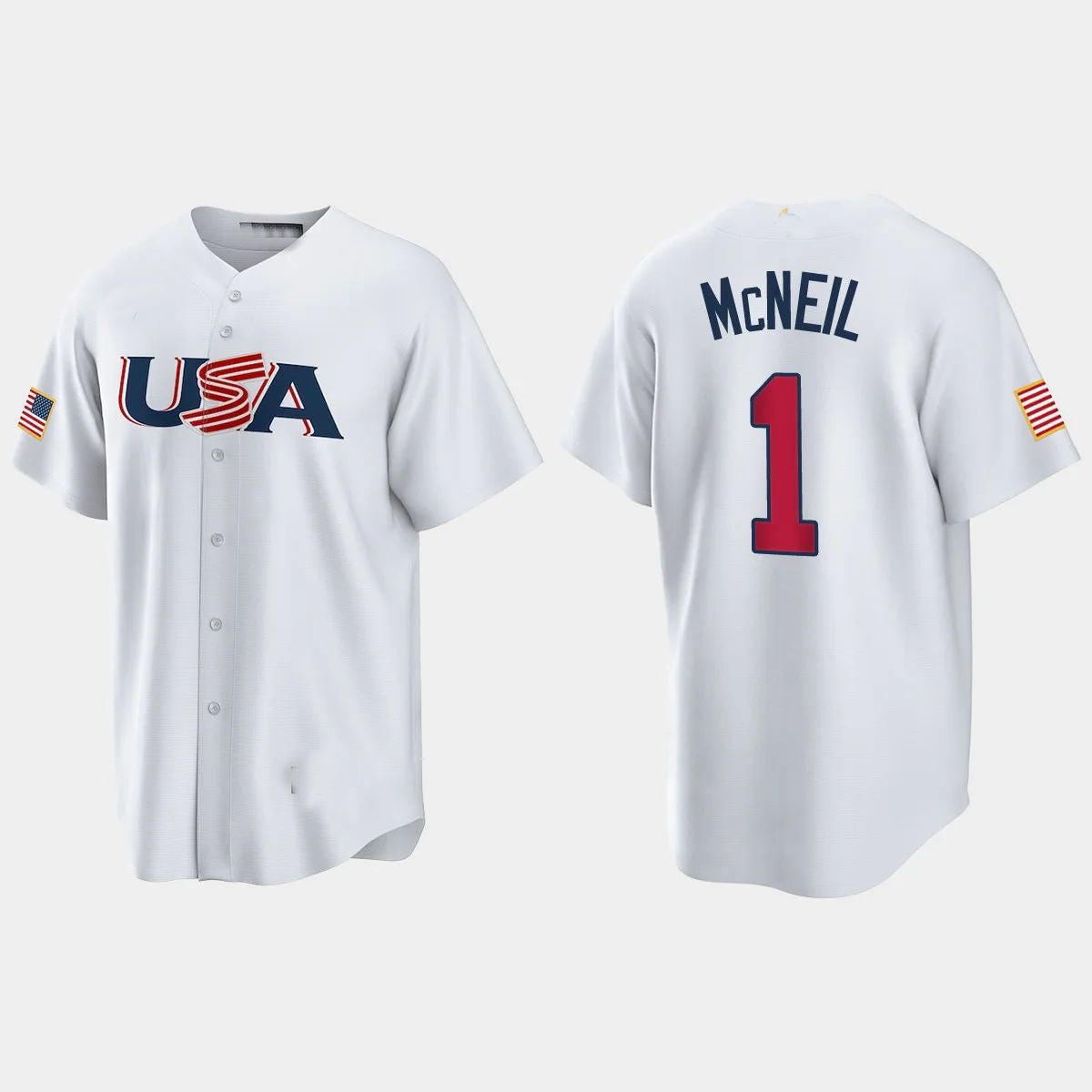 #1 JEFF MCNEIL NEW YORK METS 2023 WORLD BASEBALL CLASSIC USA REPLICA JERSEY ¨C WHITE Stitches Baseball Jerseys baseball jersey product view 1