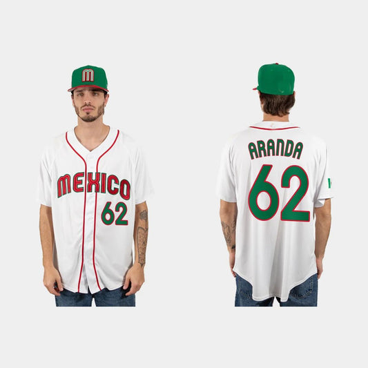 #62 JONATHAN ARANDA MEXICO BASEBALL 2023 WORLD BASEBALL CLASSIC JERSEY ¨C WHITE Stitches Baseball Jerseys baseball jersey product view 1