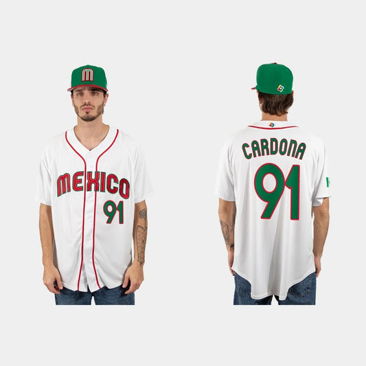 #91 JOSE CARDONA MEXICO BASEBALL 2023 WORLD BASEBALL CLASSIC JERSEY ¨C WHITE Stitches Baseball Jerseys baseball jersey product view 1