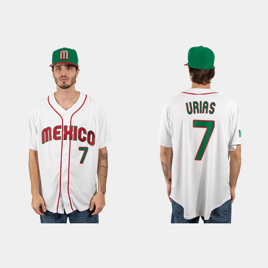 #7 JULIO URIAS MEXICO BASEBALL 2023 WORLD BASEBALL CLASSIC JERSEY ¨C WHITE Stitches Baseball Jerseys baseball jersey product view 1